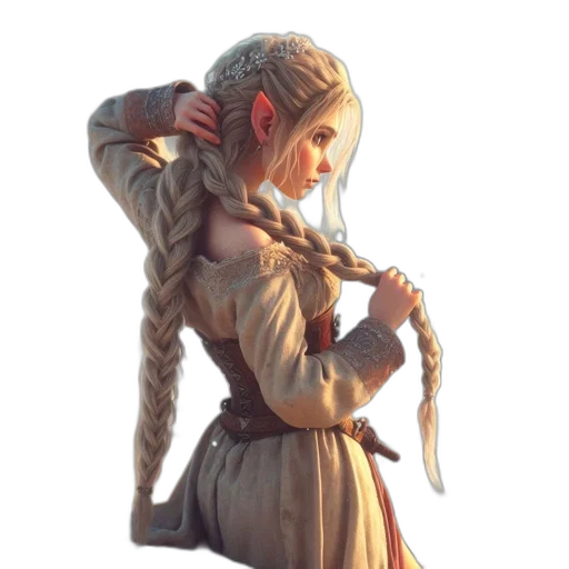 dress, staff, jacket, hair transparent PNG cut-out