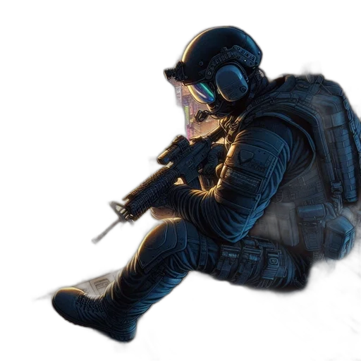weapon, jacket, mask, creature transparent PNG cut-out
