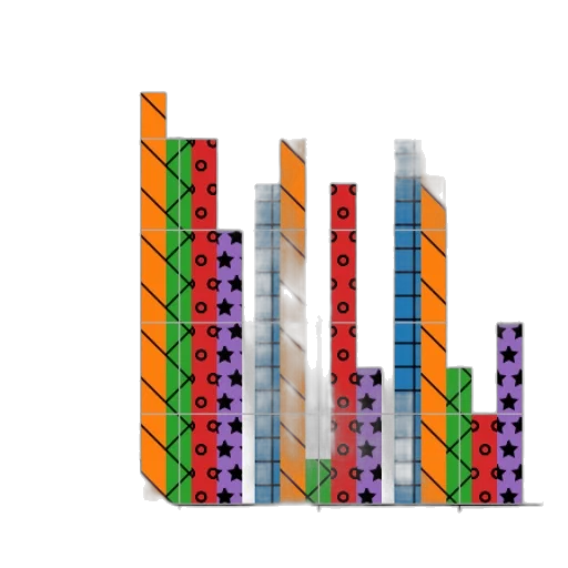 3d render, colorful, bar, chart transparent PNG cut-out