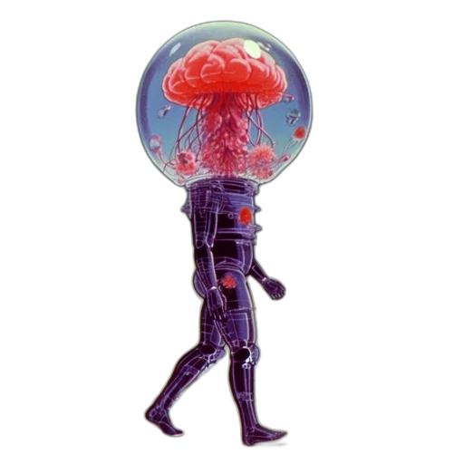 robot, umbrella, concept art, 3d render transparent PNG cut-out
