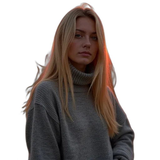 jacket, hair, face, staff transparent PNG cut-out