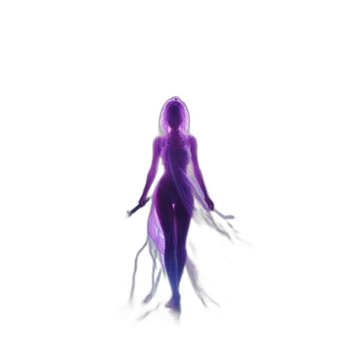 creature, dress, hair, staff transparent PNG cut-out
