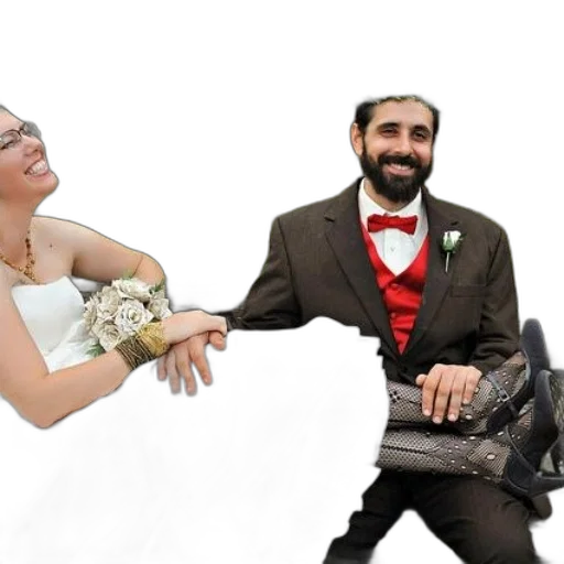 staff, bride, groom, sit transparent PNG cut-out