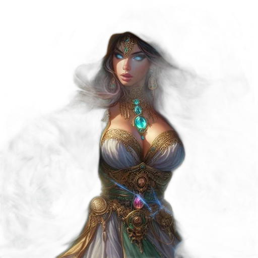dress, jewelry, staff, crown transparent PNG cut-out