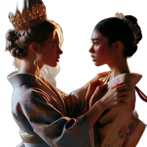 crown, jewelry, staff, oil painting transparent PNG cut-out