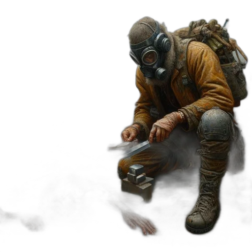 jacket, weapon, mask, concept art transparent PNG cut-out