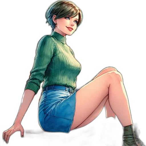 dress, jacket, creature, staff transparent PNG cut-out