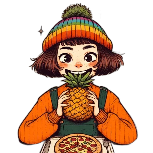 food, hat, pixel art, watercolor transparent PNG cut-out