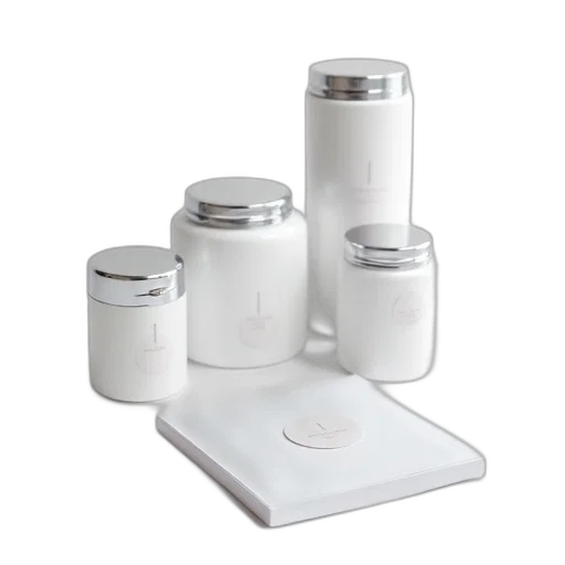 set, four, white, cylindrical transparent PNG cut-out