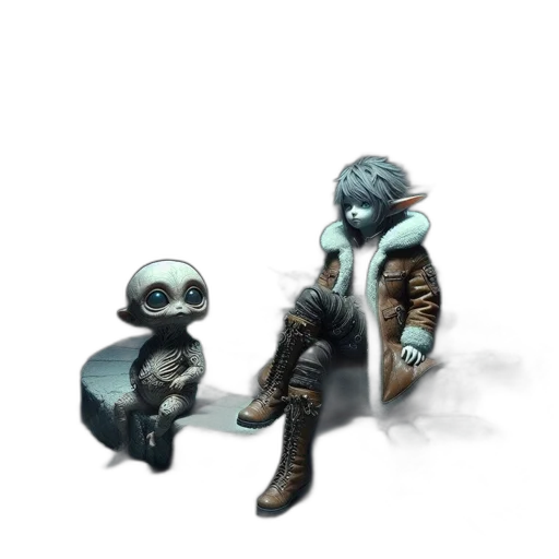 robot, staff, creature, jacket transparent PNG cut-out