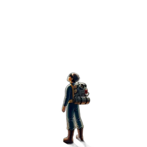 jacket, robot, staff, weapon transparent PNG cut-out