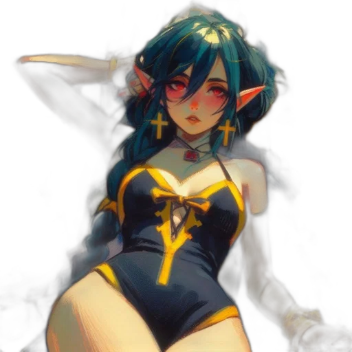 dress, staff, mask, weapon transparent PNG cut-out