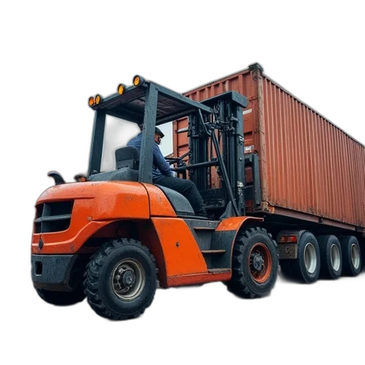 forklift, loader, unloading, cargo transparent PNG cut-out