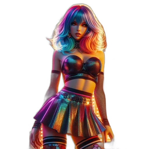 dress, concept art, cyberpunk, comic book art transparent PNG cut-out