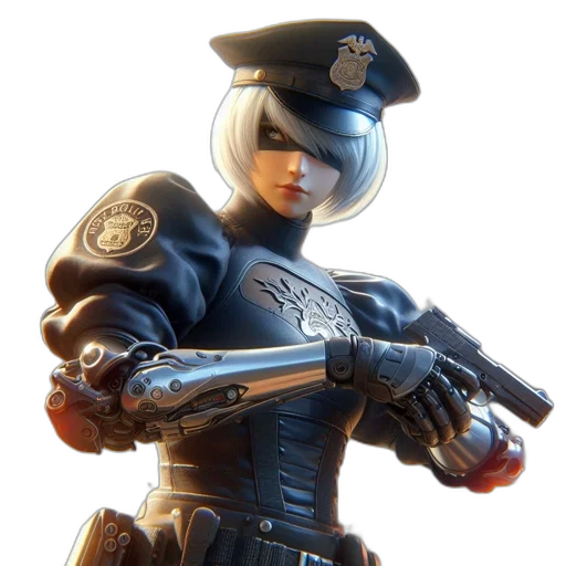 weapon, robot, staff, jacket transparent PNG cut-out