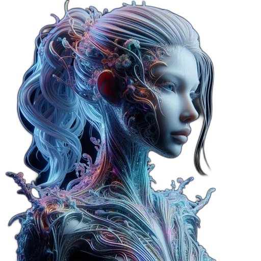 robot, hair, face, creature transparent PNG cut-out