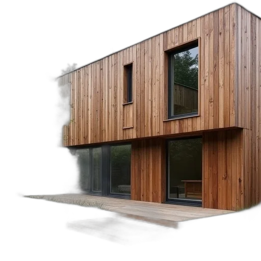 building, 3d render, photorealistic, wooden transparent PNG cut-out