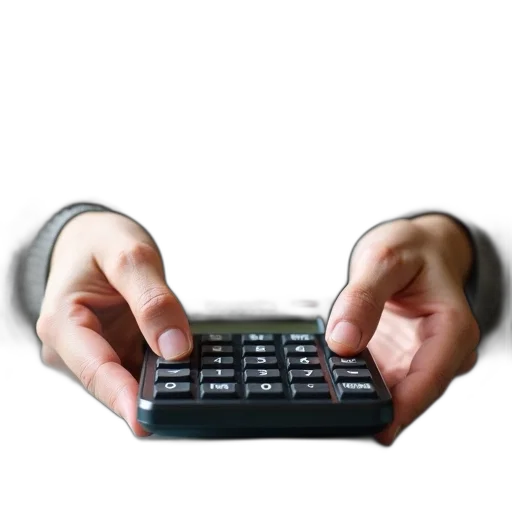 person, hands, holding, calculator transparent PNG cut-out