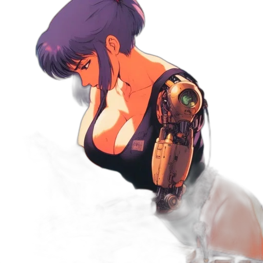 robot, dress, weapon, cyberpunk transparent PNG cut-out