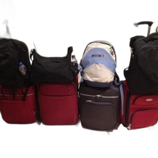 row, luggage, bags, one transparent PNG cut-out