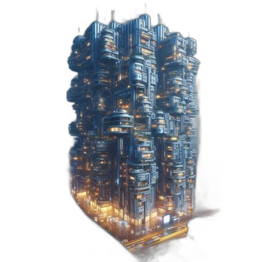building, robot, 3d render, concept art transparent PNG cut-out