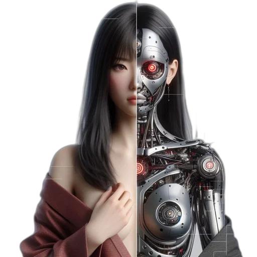 robot, cyberpunk, concept art, 3d render transparent PNG cut-out