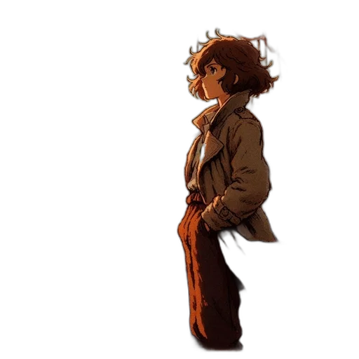 jacket, staff, creature, robot transparent PNG cut-out