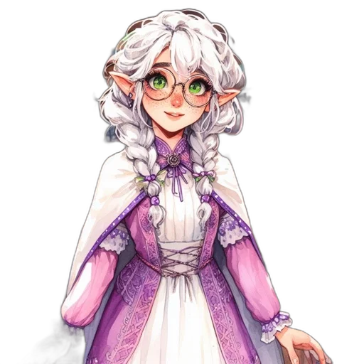 dress, staff, watercolor, fantasy art transparent PNG cut-out