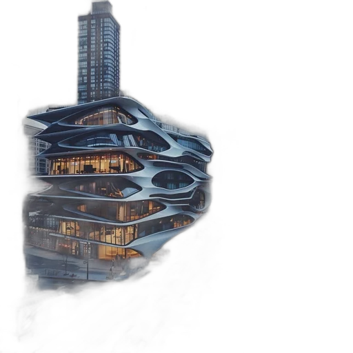 building, concept art, 3d render, photorealistic transparent PNG cut-out