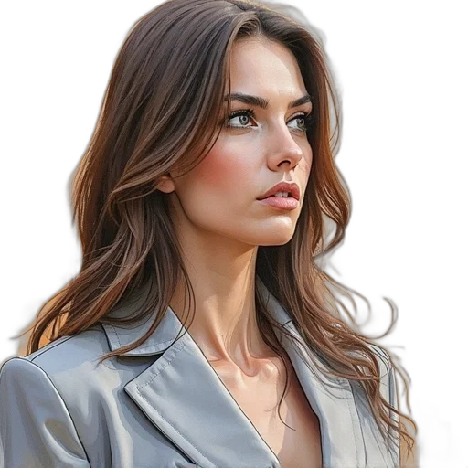 jacket, face, jewelry, dress transparent PNG cut-out
