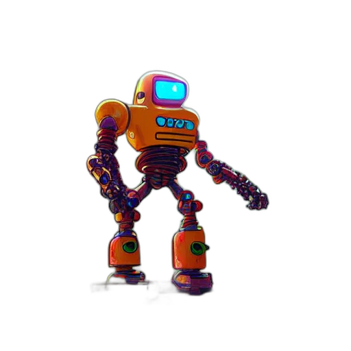 robot, staff, weapon, 3d render transparent PNG cut-out