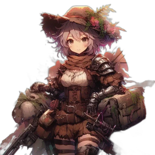 hat, staff, weapon, dress transparent PNG cut-out