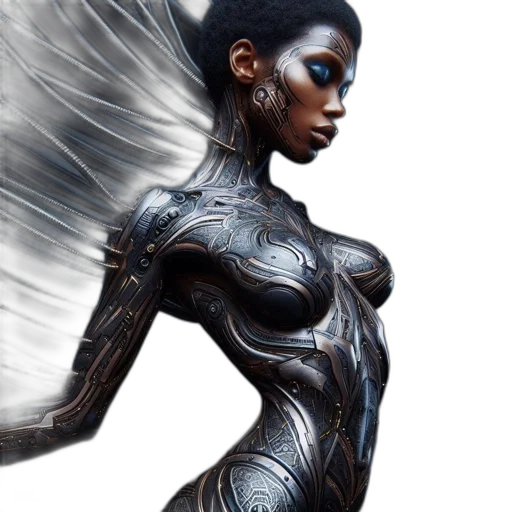 jewelry, dress, robot, fantasy art transparent PNG cut-out