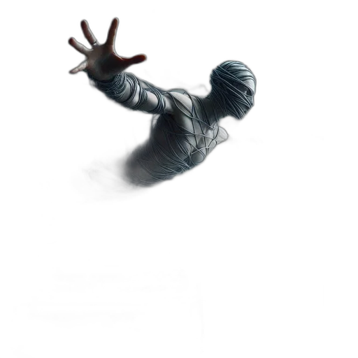 creature, jacket, mask, staff transparent PNG cut-out