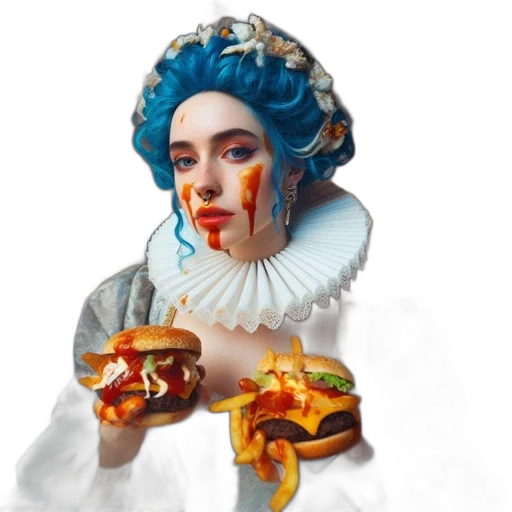 food, face, crown, dress transparent PNG cut-out
