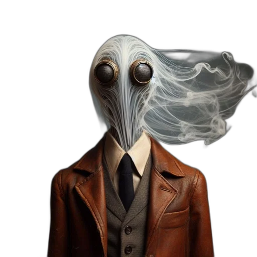mask, jacket, creature, staff transparent PNG cut-out