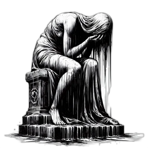 concept art, figure, draped, melting transparent PNG cut-out