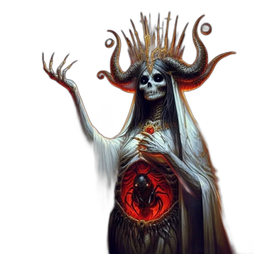 crown, creature, dress, staff transparent PNG cut-out