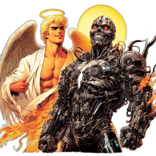 comic book art, concept art, fire, celestial transparent PNG cut-out