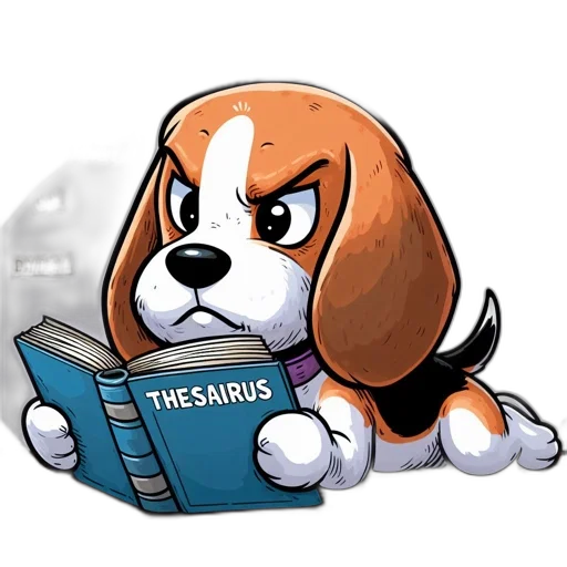 cartoon, beagle, dog, reads transparent PNG cut-out