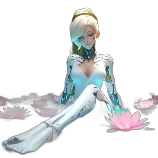 robot, concept art, fantasy art, vaporwave transparent PNG cut-out