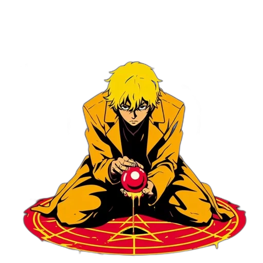 jacket, staff, umbrella, comic book art transparent PNG cut-out