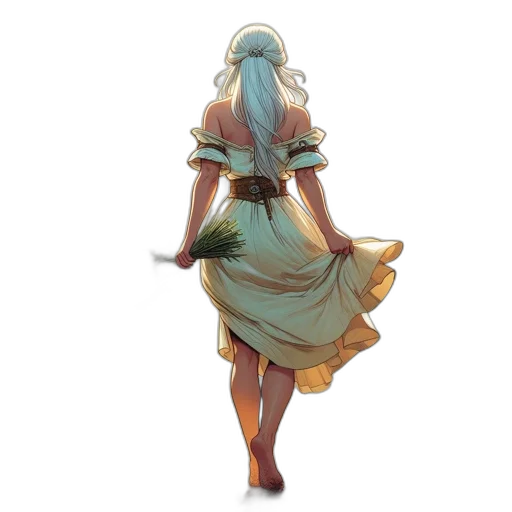 dress, staff, sword, dragon transparent PNG cut-out