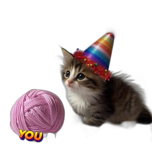 hat, crown, staff, kitten transparent PNG cut-out