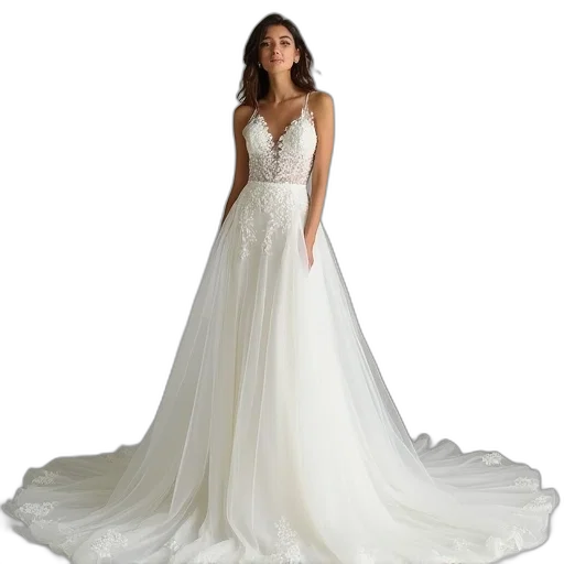 dress, white, wedding, lace transparent PNG cut-out