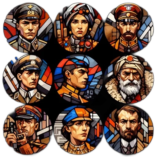 comic book art, pixel art, concept art, circular transparent PNG cut-out