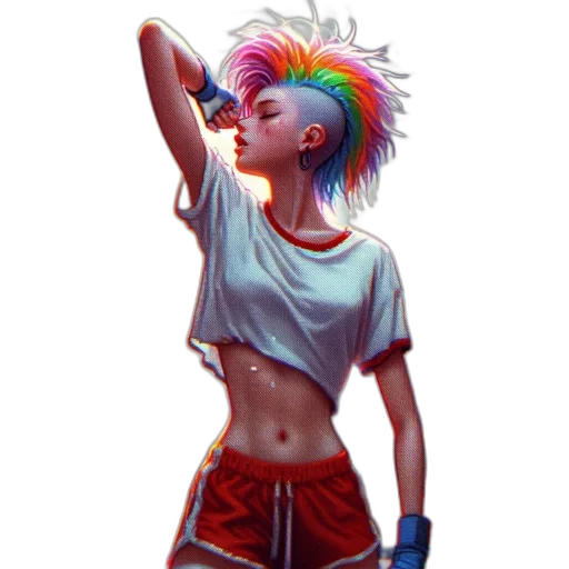 staff, hair, concept art, cyberpunk transparent PNG cut-out
