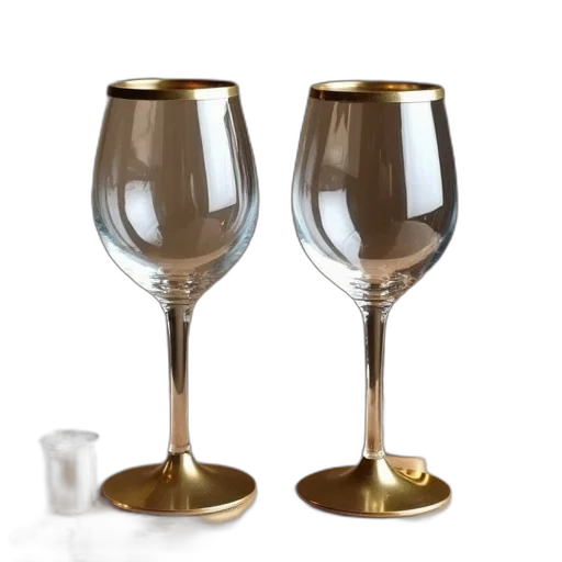 3d render, two, clear, wine transparent PNG cut-out