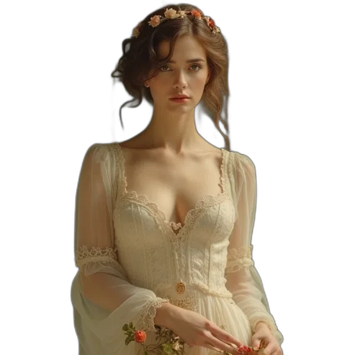 dress, jewelry, crown, photorealistic transparent PNG cut-out