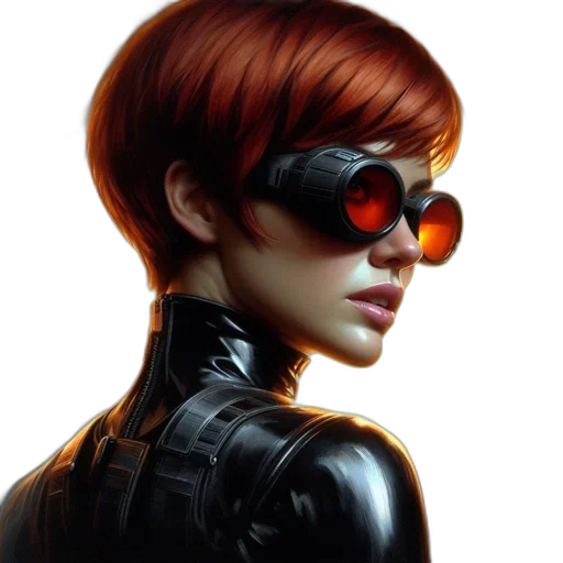 face, jacket, robot, cyberpunk transparent PNG cut-out